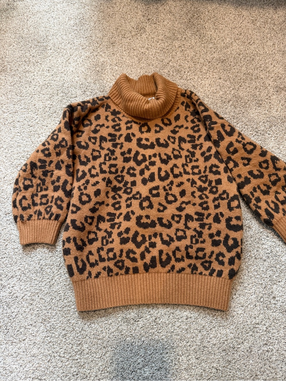 Cozy Leopard Print Turtleneck Sweater tunic toddler size 2